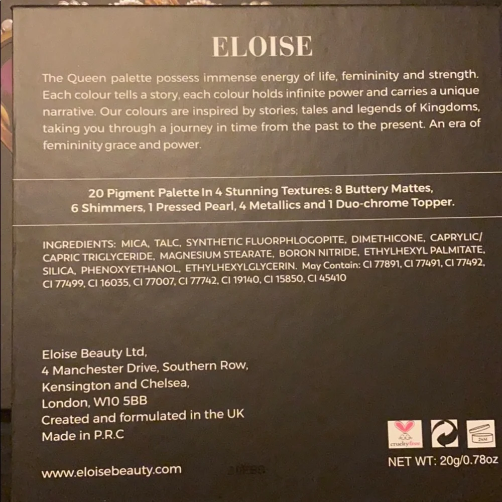 ELOISE BEAUTY The Queen Eyeshadow Palette $44 NIB